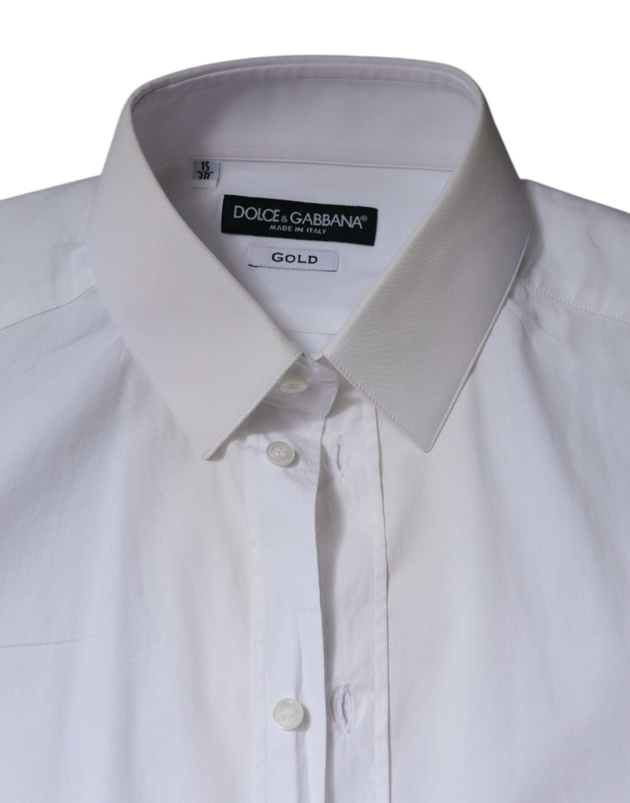 Dolce & Gabbana White formal men's shirt GOLD made of cotton